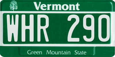 VT license plate WHR290