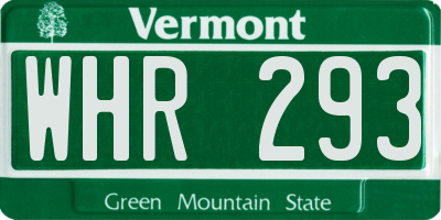 VT license plate WHR293