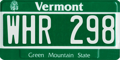 VT license plate WHR298