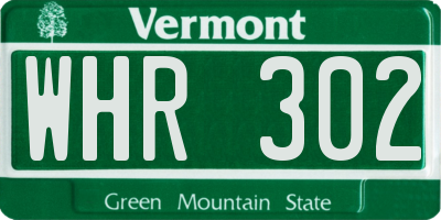VT license plate WHR302
