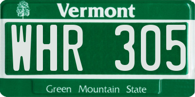 VT license plate WHR305