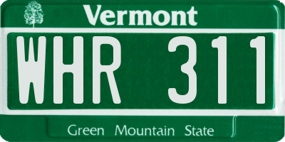 VT license plate WHR311
