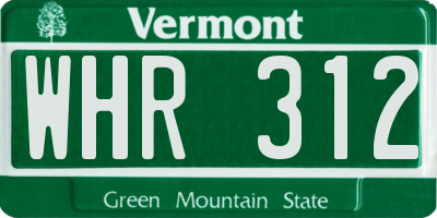 VT license plate WHR312