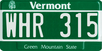 VT license plate WHR315