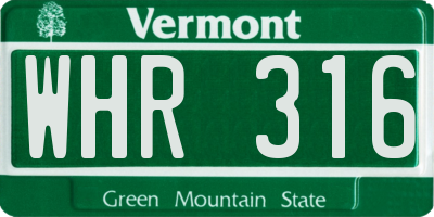 VT license plate WHR316