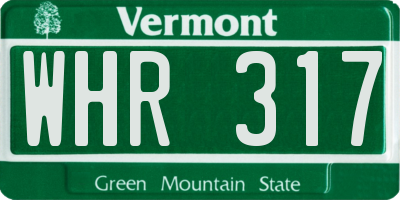 VT license plate WHR317