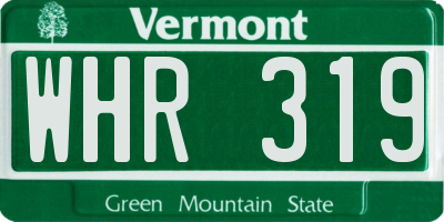 VT license plate WHR319