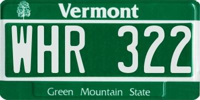 VT license plate WHR322