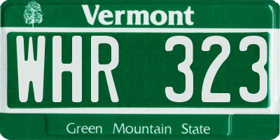 VT license plate WHR323