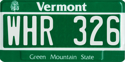 VT license plate WHR326