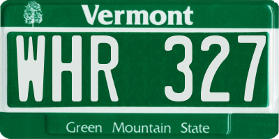 VT license plate WHR327
