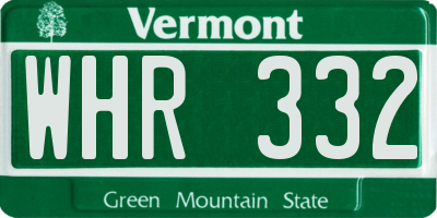 VT license plate WHR332