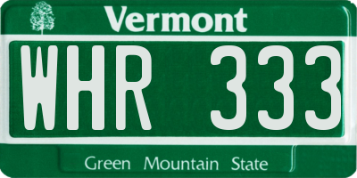 VT license plate WHR333