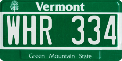 VT license plate WHR334