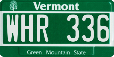 VT license plate WHR336