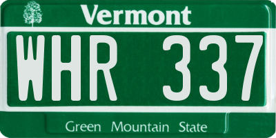 VT license plate WHR337