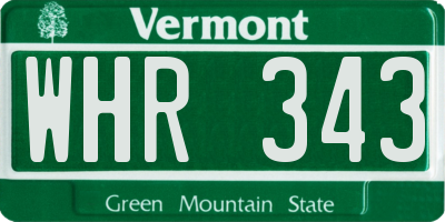 VT license plate WHR343
