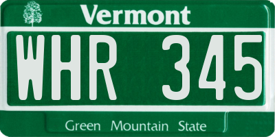 VT license plate WHR345