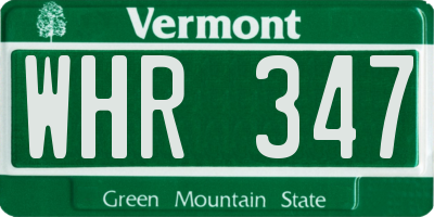 VT license plate WHR347