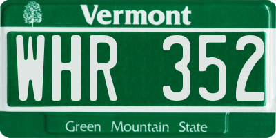VT license plate WHR352