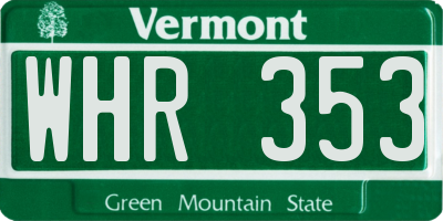 VT license plate WHR353