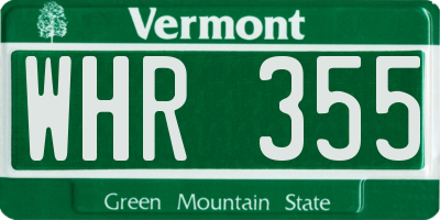 VT license plate WHR355