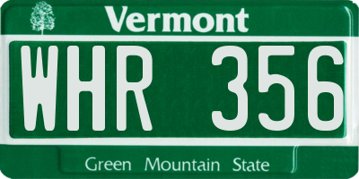 VT license plate WHR356
