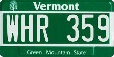 VT license plate WHR359