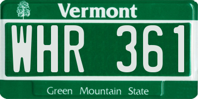 VT license plate WHR361