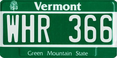 VT license plate WHR366
