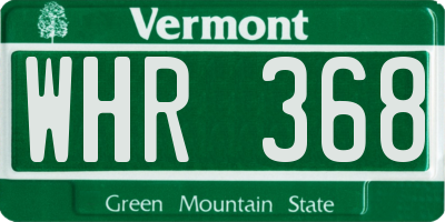 VT license plate WHR368
