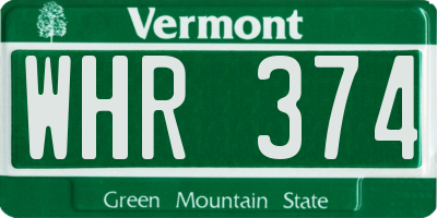 VT license plate WHR374