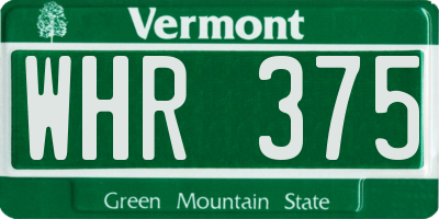 VT license plate WHR375