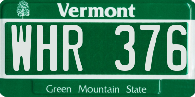 VT license plate WHR376