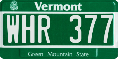 VT license plate WHR377
