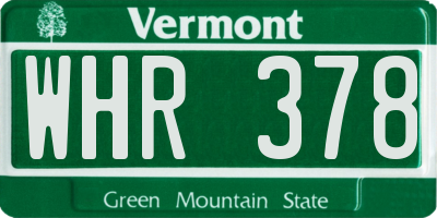 VT license plate WHR378