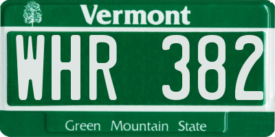VT license plate WHR382