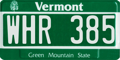 VT license plate WHR385