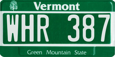 VT license plate WHR387