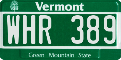 VT license plate WHR389