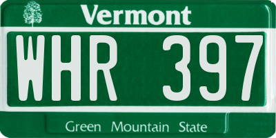 VT license plate WHR397