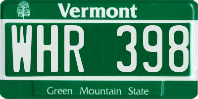 VT license plate WHR398
