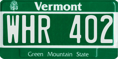 VT license plate WHR402