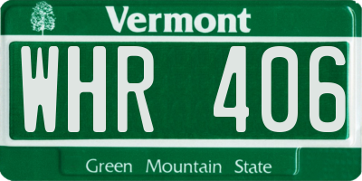 VT license plate WHR406