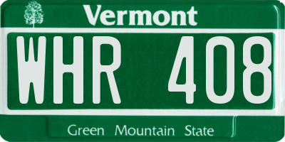 VT license plate WHR408