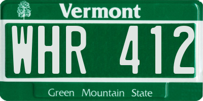 VT license plate WHR412
