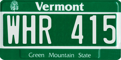 VT license plate WHR415