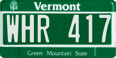 VT license plate WHR417