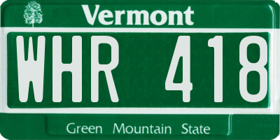 VT license plate WHR418