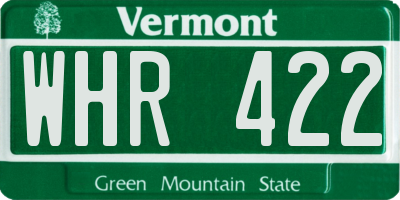 VT license plate WHR422